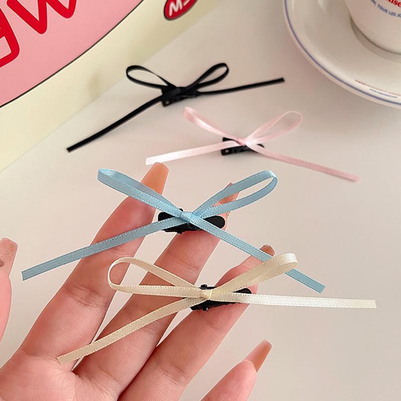 3Pcs Sweet Thin Silk Ribbon Bowknot Hair Clips  Cute Barrettes For Women Girls Colorful Lace Hair Clip Hair Accessories