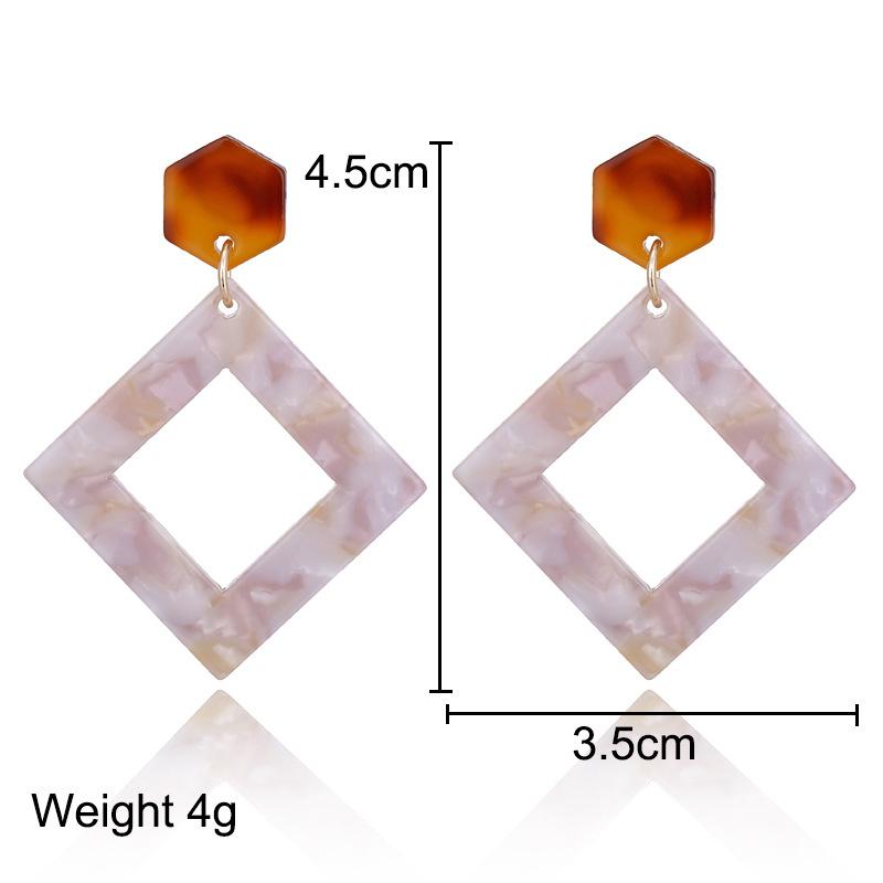 Korean Fashion Retro Long Earrings Acrylic Geometric Earrings