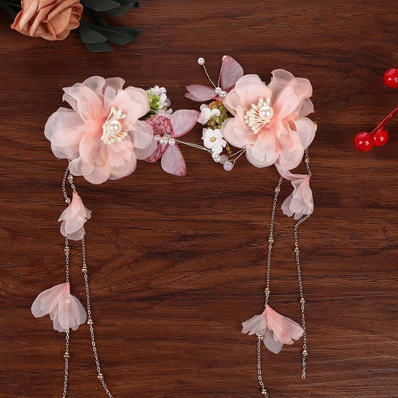 Flower Hair Clips Forks Chinese Hanfu Hair Accessories for Women Hairpin Fork Handmade Vintage Wedding Hair Jewelry Retro Crowns for Girl and Women