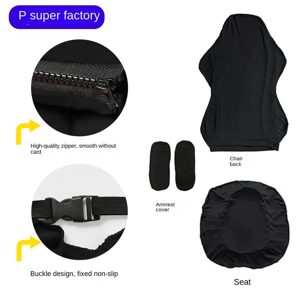 Gaming Chair Slipcover Stretch Seat Chair Cover for Leather Computer Reclining Racing Ruffled Gamer Chair Protector