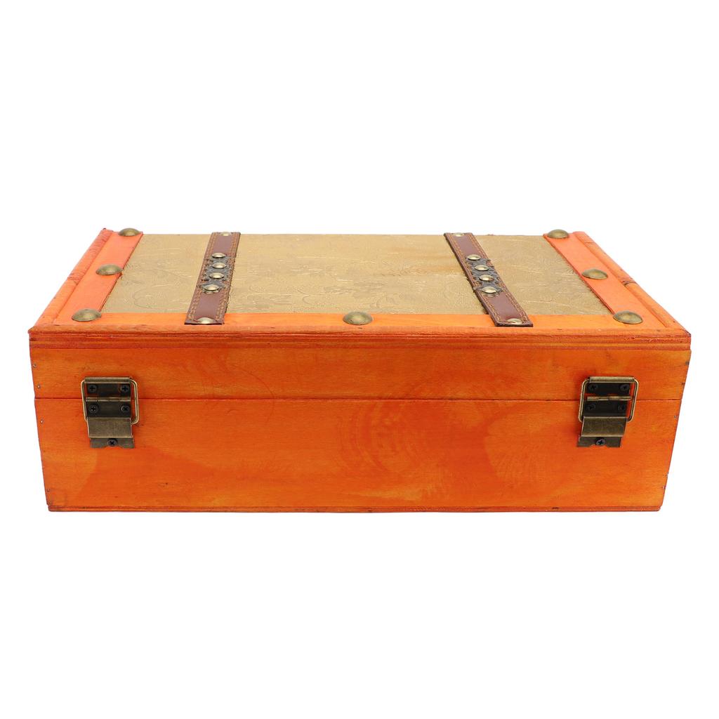 Vintage Suitcase Leather Wood Antique Storage Chest Versatile Vintage Luggage Trunk for Home Decoration Photography Props