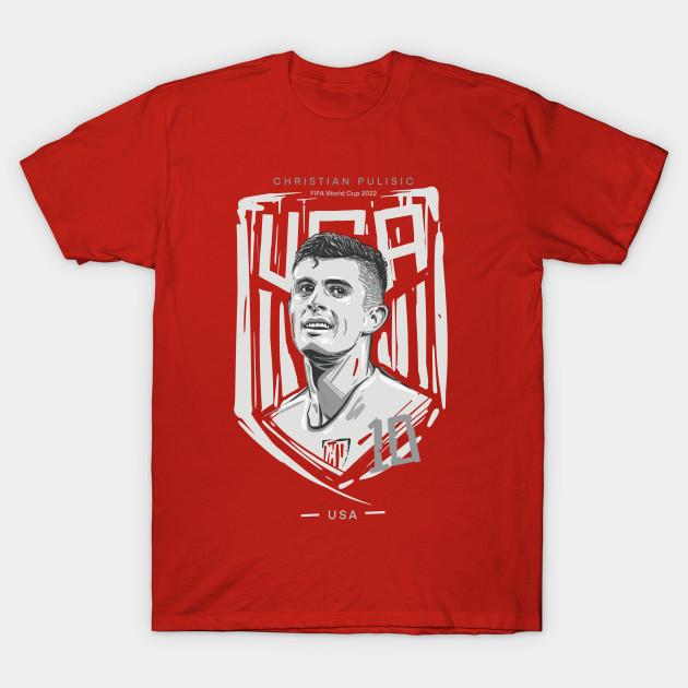 Men Black Print T-shirt Christian Pulisic For Usa 2022 No-Cut Transfer Paper Print Cotton Tshirt 4XL