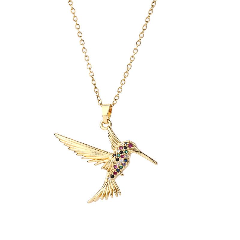 Small Bird Pendant Necklace With Micro-Set Zirconia Unique Design Gold Collarbone Chain For Women