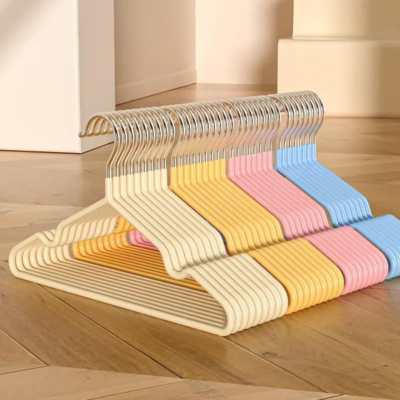 10pcs Metal Traceless No-slip Clothes Hangers, Durable Strong Clothes Racks, Household Space Saver for Organization of Bedroom