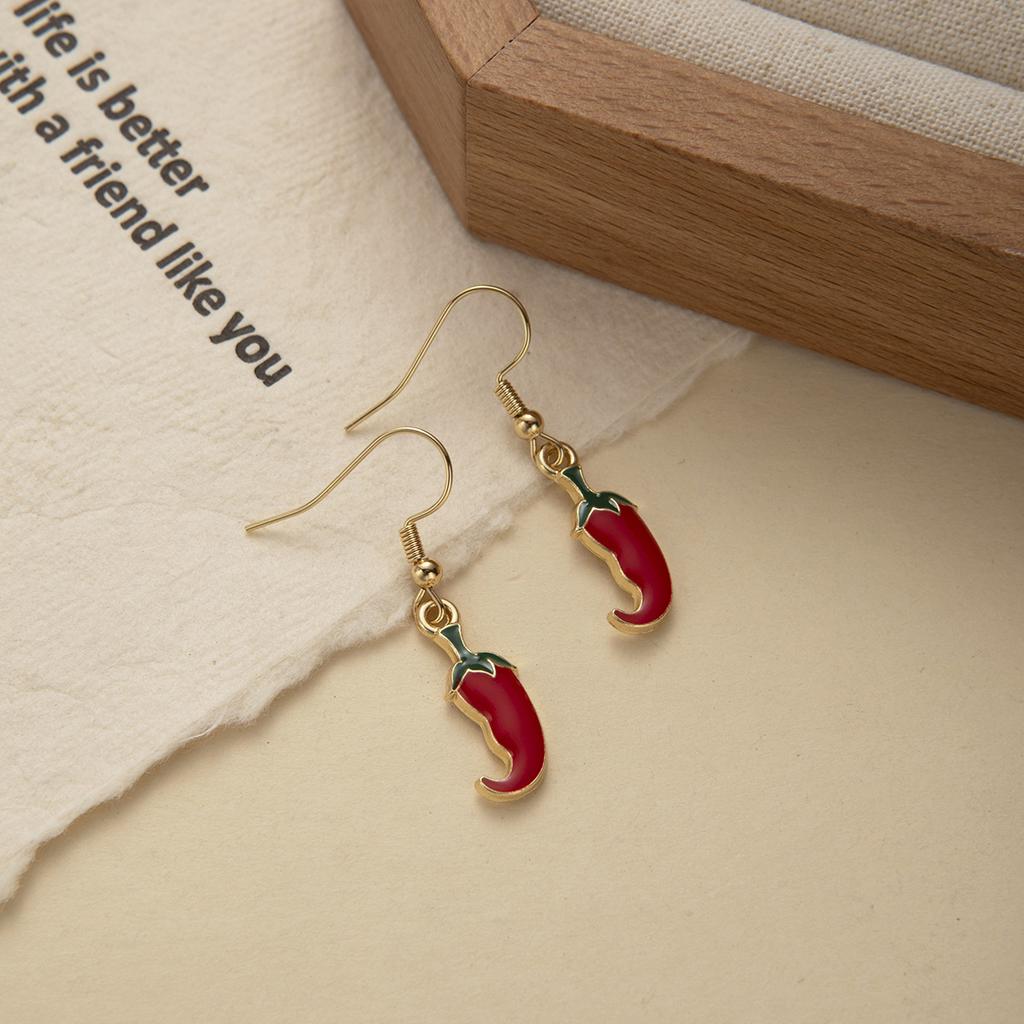 Jalapeño Earrings, Personalized Design Sense, Red Pepper Beard, Cartoon Wide-Brimmed Hat Earrings, Women