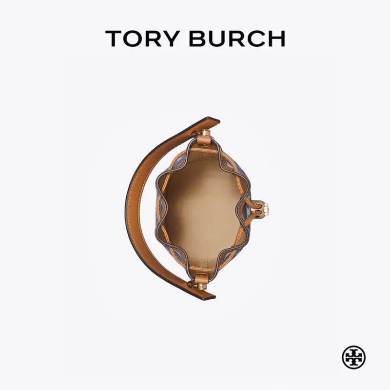 Tory Burch T Monogram Denim Bucket Crossbody Bag