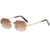 New fashionable retro square frameless trimmed sunglasses ins personalized versatile travel driving sunscreen sunglasses tide