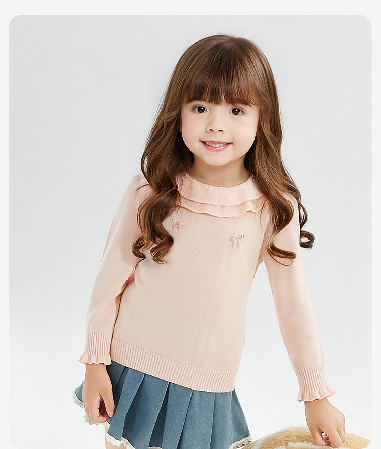 [Double Collar Bow] Infant and Young Girl's Sweater Spring and Autumn Children's Casual Top