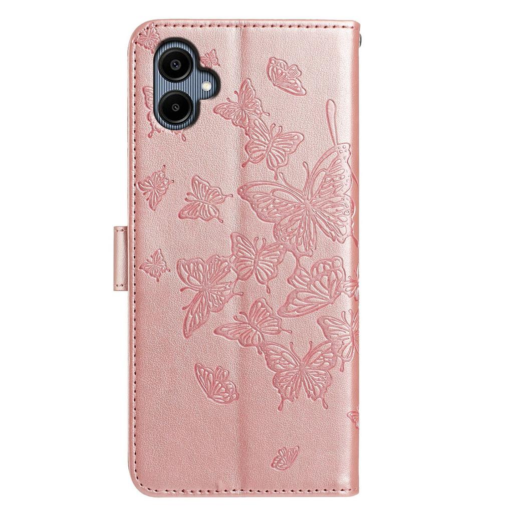 For Samsung Galaxy A05 4G Case Butterfly Imprinted Wallet Stand PU Leather Flip Phone Cover with Strap