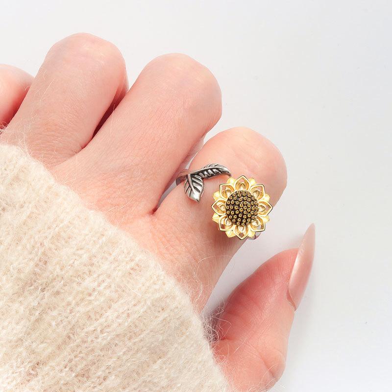 925 Sterling Silver Jewelry Spinning Daisy Flower Open Finger Rings for Women Wedding Party Jewelry For Girls Friend Gift