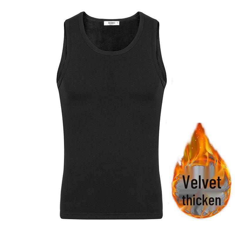 Men s Fleece-Lined Heated Vest - Warm Sleeveless Base Layer for Autumn/Winter M чёрный