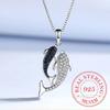 Real 925 Silver Jewelry Crystal Dolphin Box Chain Pendants&Necklaces for Women Solid -silver Choker Necklace