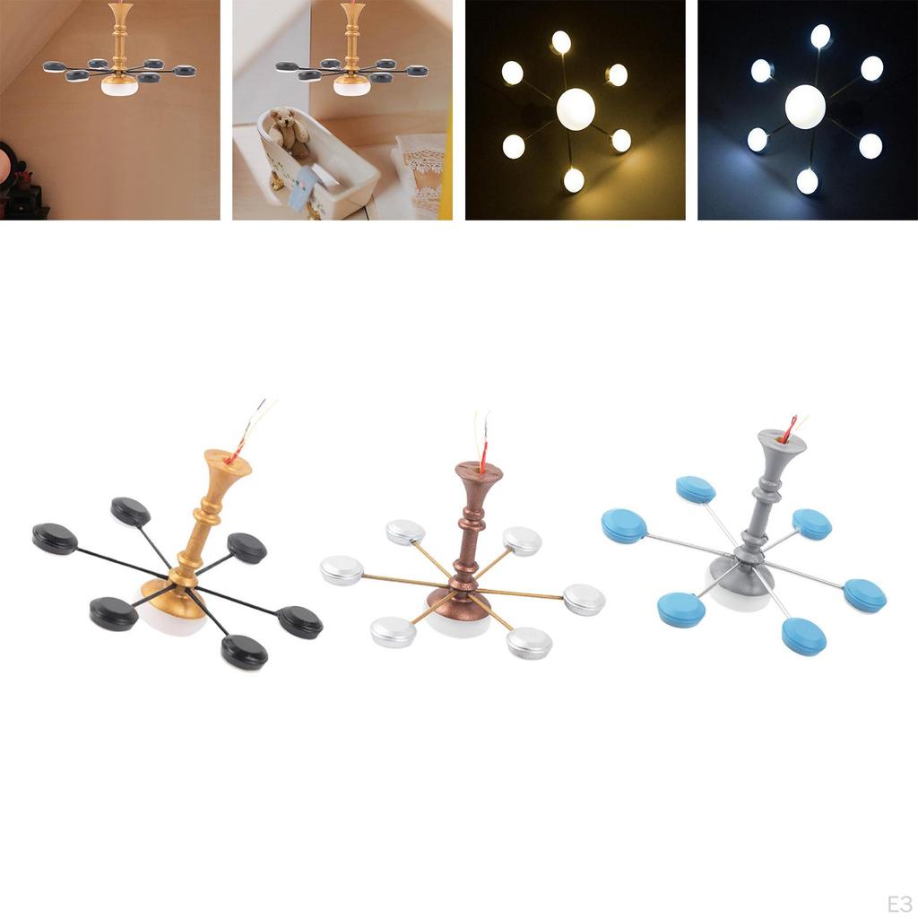 1/87 Ceiling Light Modern Miniature Lamp 6 Lights 3V/12V HO Scale Chandelier for Layout