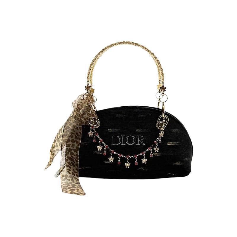 

DIOR [Customized Cosmetic Bag] Canvas Geometric Cloud Made, Leopard Rich, Touch of Gold, Exotic Style Storage Bag, Black Brown чёрный