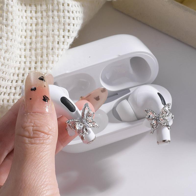 

1Pair Butterfly Headphone Rhinestone Buckle Diy Zircon Headphone Decoration Clip Removeable Easy To Install Earbud Accessories 2