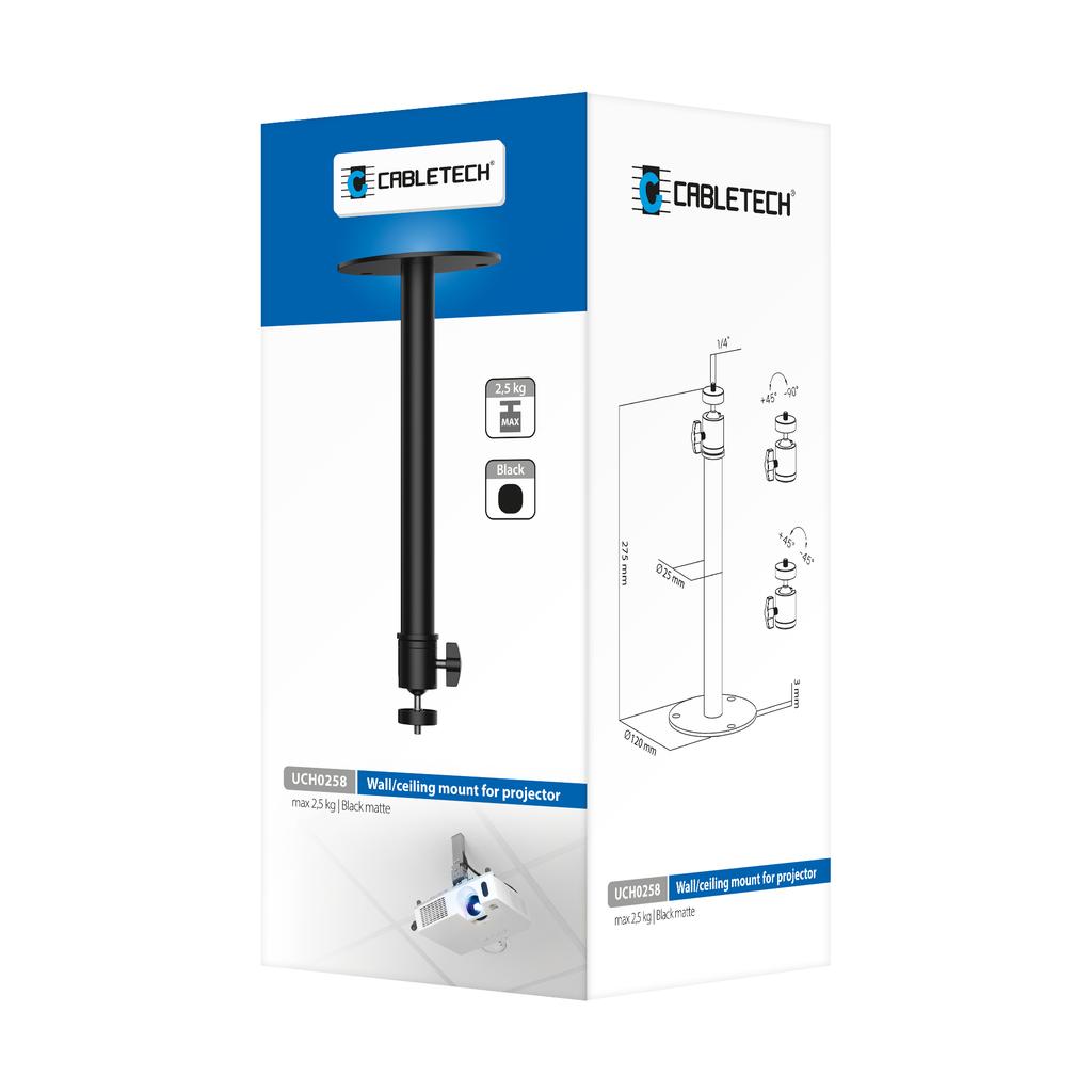 Cabletech movable wall/ceiling mount for projectors weighing up to 2.5 kg