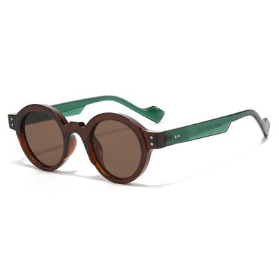 Round Sunglasses Men Punk Double Color Shades Uv400 Retro Rivets Decoration Women Trending Sun Glasses Clear Lens Frame