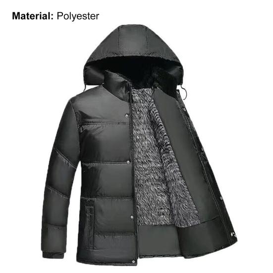 Winter Jacket Zipper Stand Collar Plush Terrific Highly Warm Zip-up Men for Outdoor
