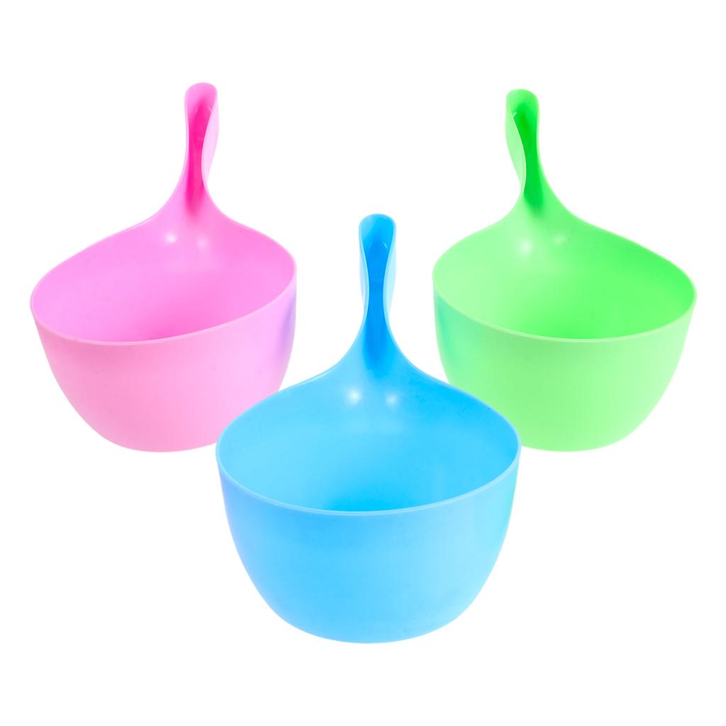 3 Pcs Baby Bath Cup Water Dipper Plastic Ladle Kitchen Watering Reusable Shampoo Spoon Bathtub