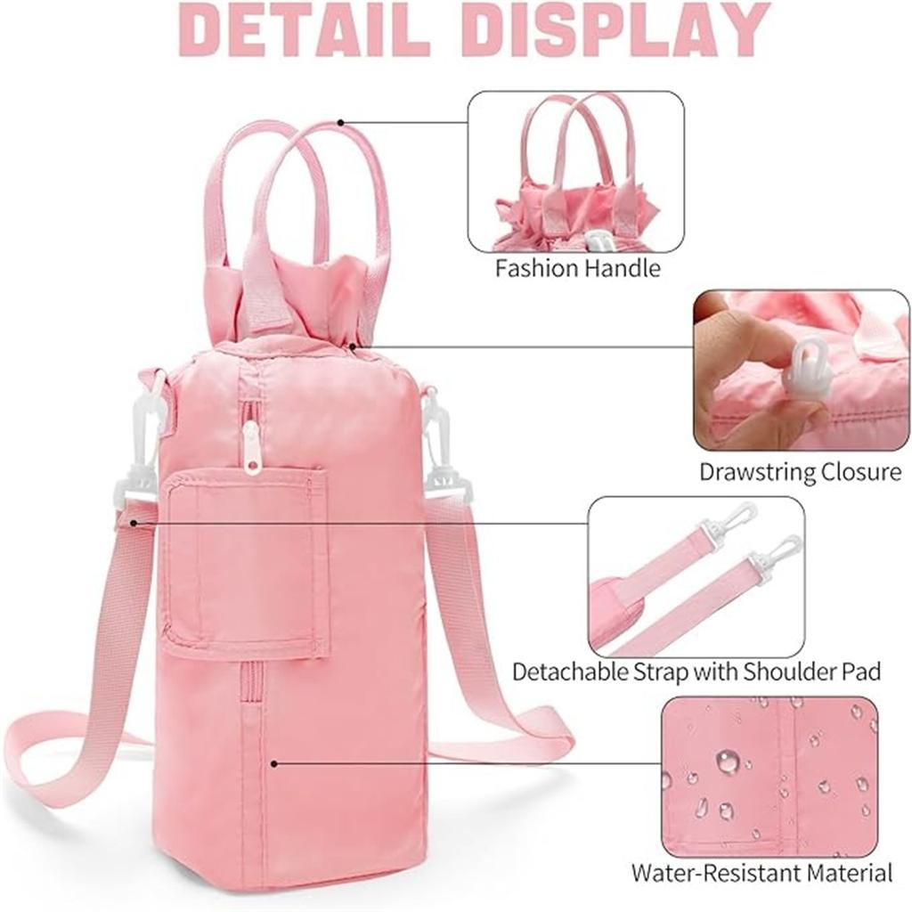 Flaschenhalter mit Gurt – Isolierte Umhängetasche für 40oz Tumbler, Wasserflaschentasche mit Handytasche & Zubehör