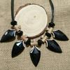 Water Drop Leather Rope Necklace Short Sweater Chain Pendant Women'S Accessories Ornament Rhinestone Collarbone Chain