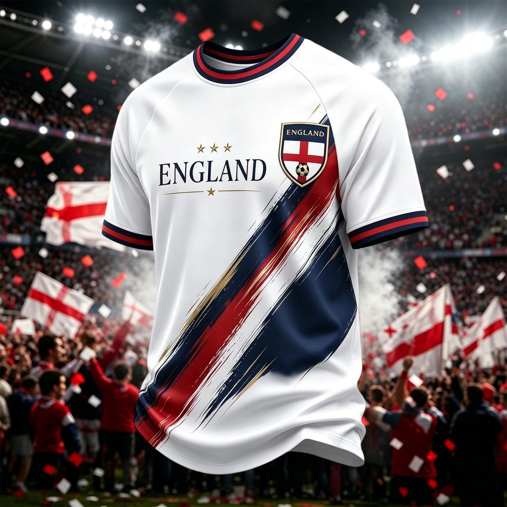 Men's Casual Lightweight Breathable Short Sleeve Crew Neck T-Shirt England 2026 Printed Design Comfortable Fit Sportswear