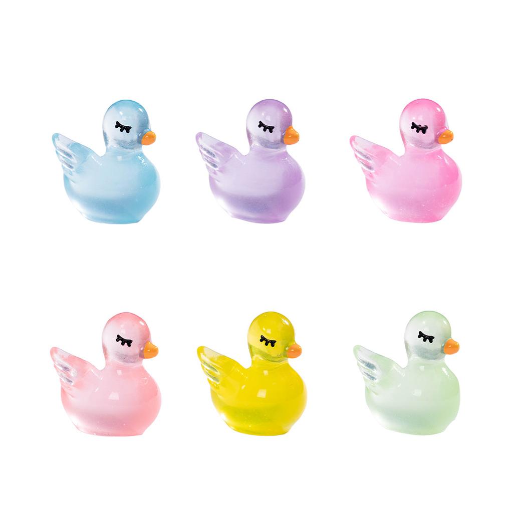 Micro-peisaj Desen animat drăguț Lebădă care strălucește în întuneric Decor pentru animale Accesorii decorative DIY Mini decor pentru birou