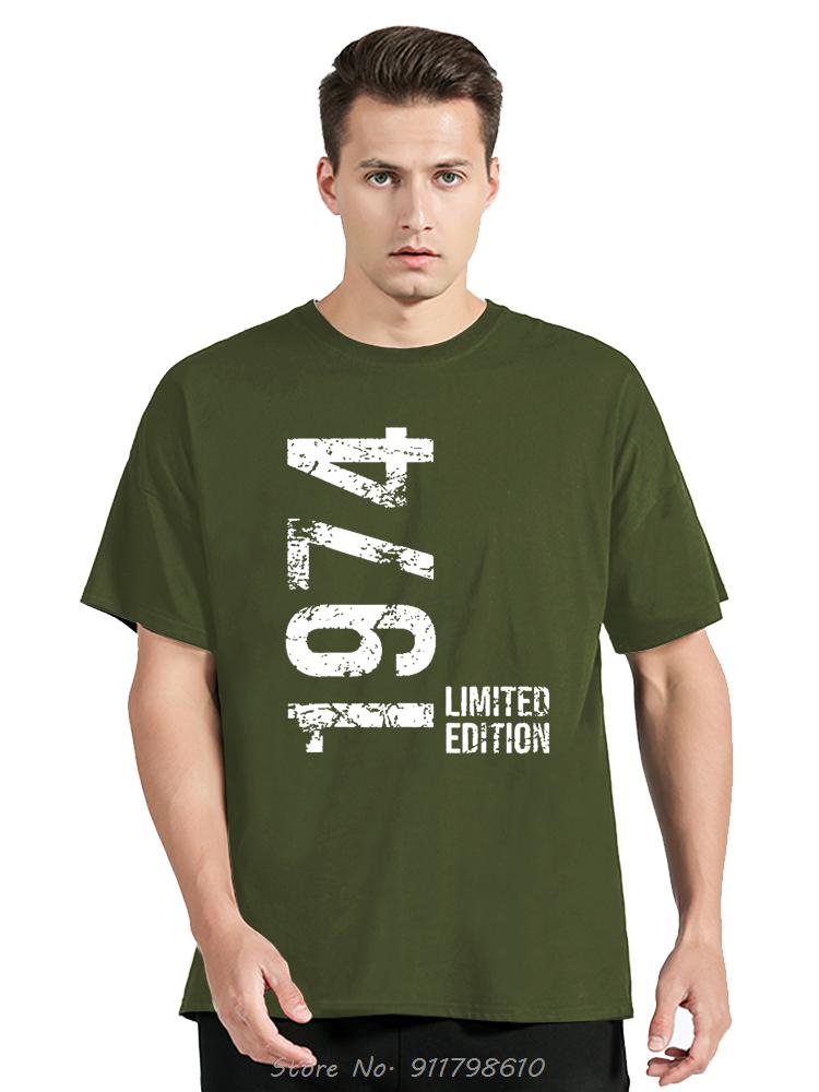 T-shirts Année de Naissance Vintage 1974 Style Rétro Années 70 T-Shirt Unisexe Oversize Mode Décontractée Ample Doux Streetwear