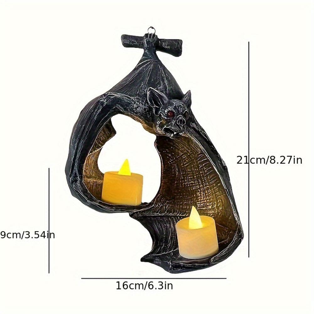 Bat Wall Tealight Holder Garden Hanging Candlestick Light Halloween Candlestick Bat Statue Garden Home Halloween Decoration New