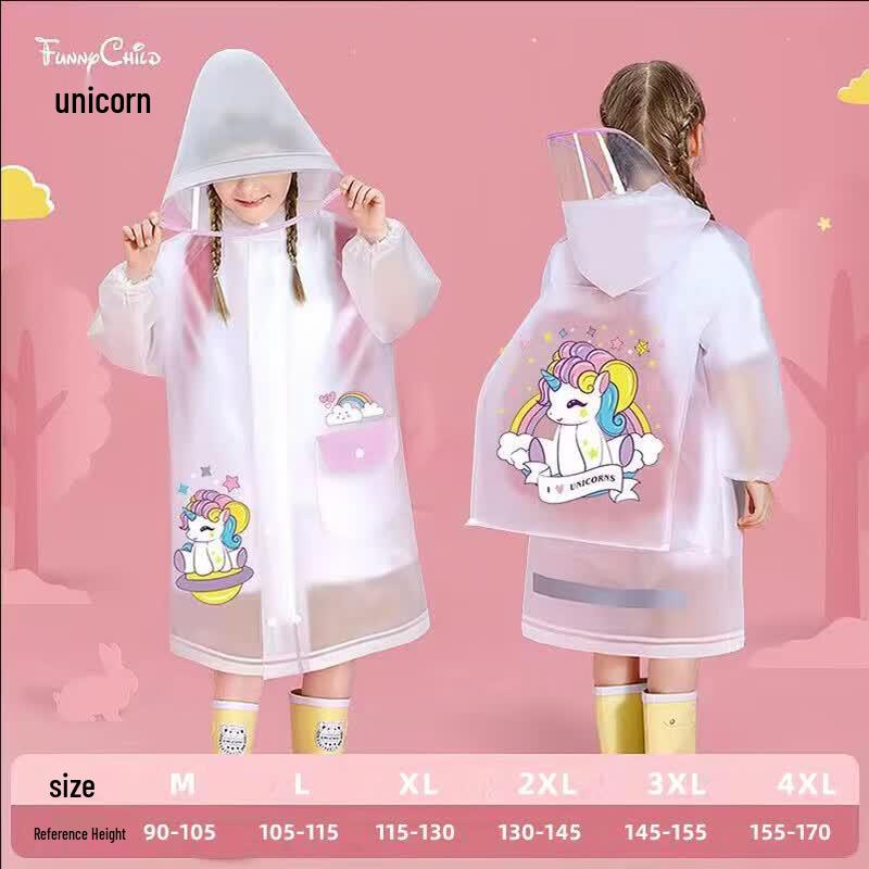 Children s Cartoon EVA Raincoat with Schoolbag Slot XXL (130-145CM)