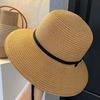 Foldable Women's Straw Hat Summer Visor Cap Retro Straw Bucket Hat  Men Women