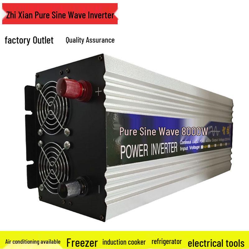 8000W Pure Sine Wave Inverter, 12V/24V/48V to 220V, for Car and Home Solar Use Pure Sine Wave 60V 8000W Dual Display