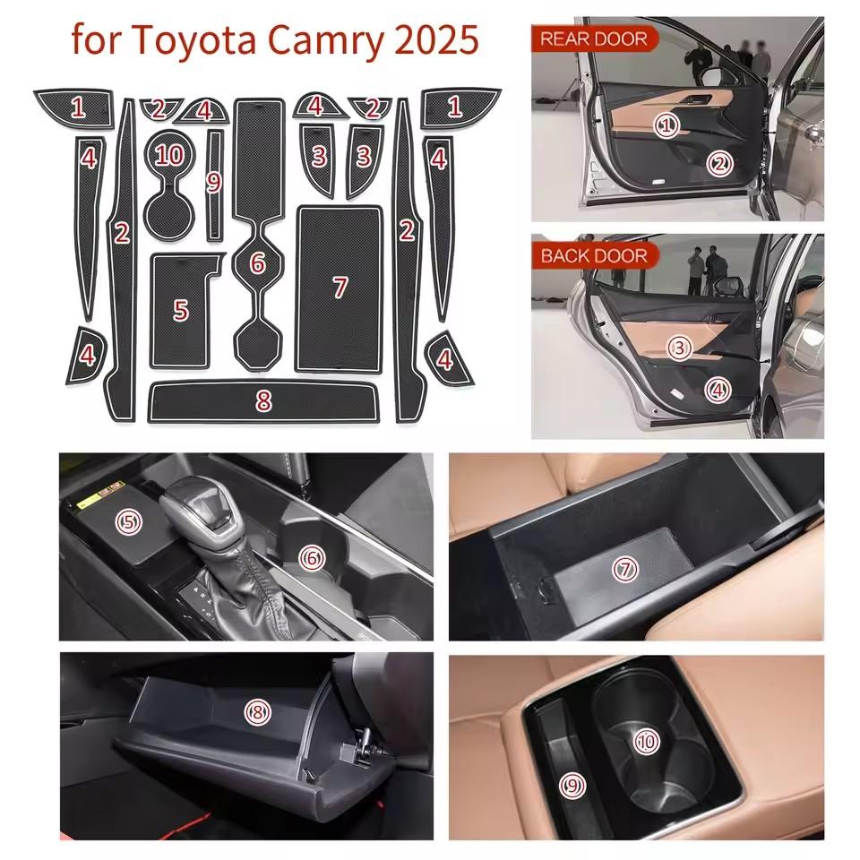 20pcs/set for Toyota Camry 9TH 2025 2025 Anti-Slip Gate Slot Cup Mat Non-slip Door Cup Pads Car Interior Accessories