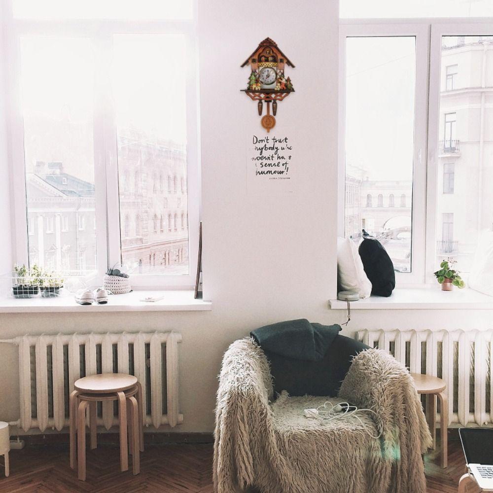 Silent Wood Pendulum Vintage Clocks Forest Tower 3D Chiming Clock  Housewarming Gift