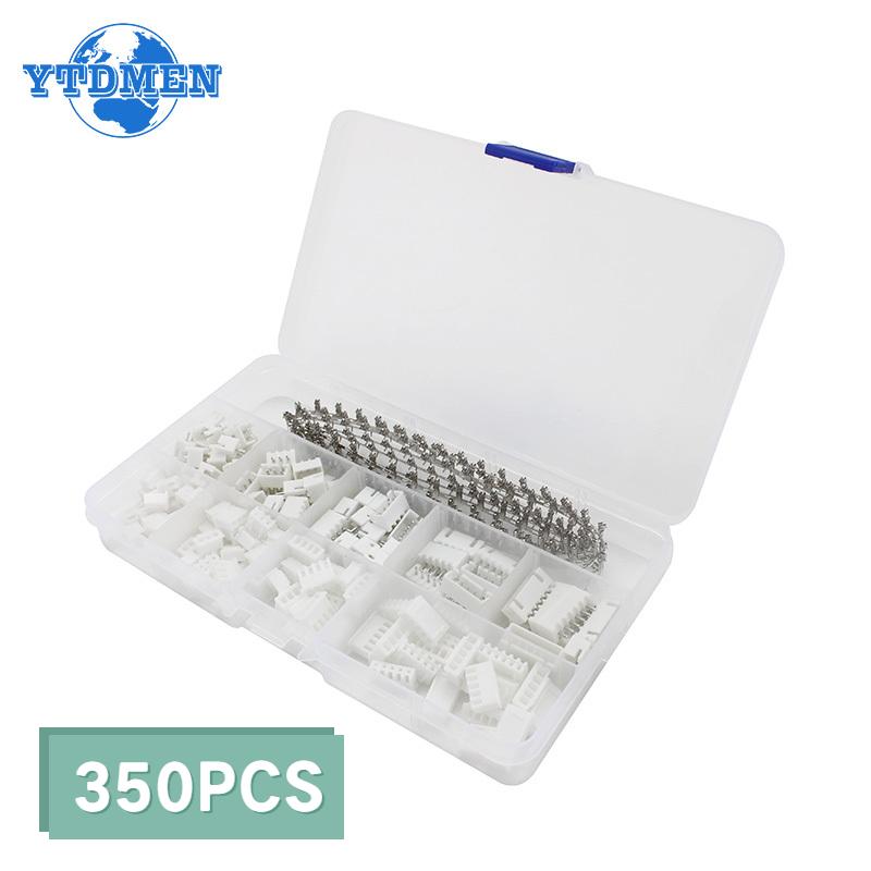 

350PCS XH2.54 Connector Kit 2p 3p 4p 5p 6p Pin Terminal / Housing / Pin Header 2.54mm Pitch JST Wire Connectors Adaptor DIY Kits білий