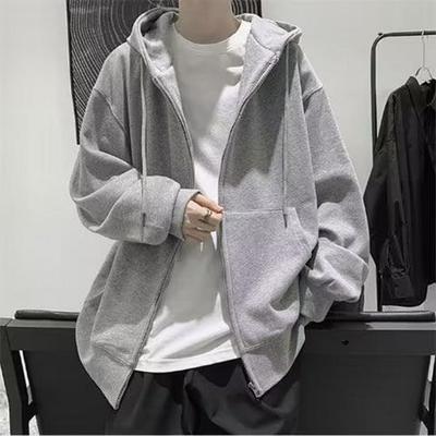 Men's Plus Size Velvet-Lined Hooded Cardigan - Loose Fit, Trendy Korean Style for Autumn/Winter