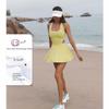 "High-End Nude Yoga Suit: Double-Layer Skirt and Hot Pants Swimsuit"