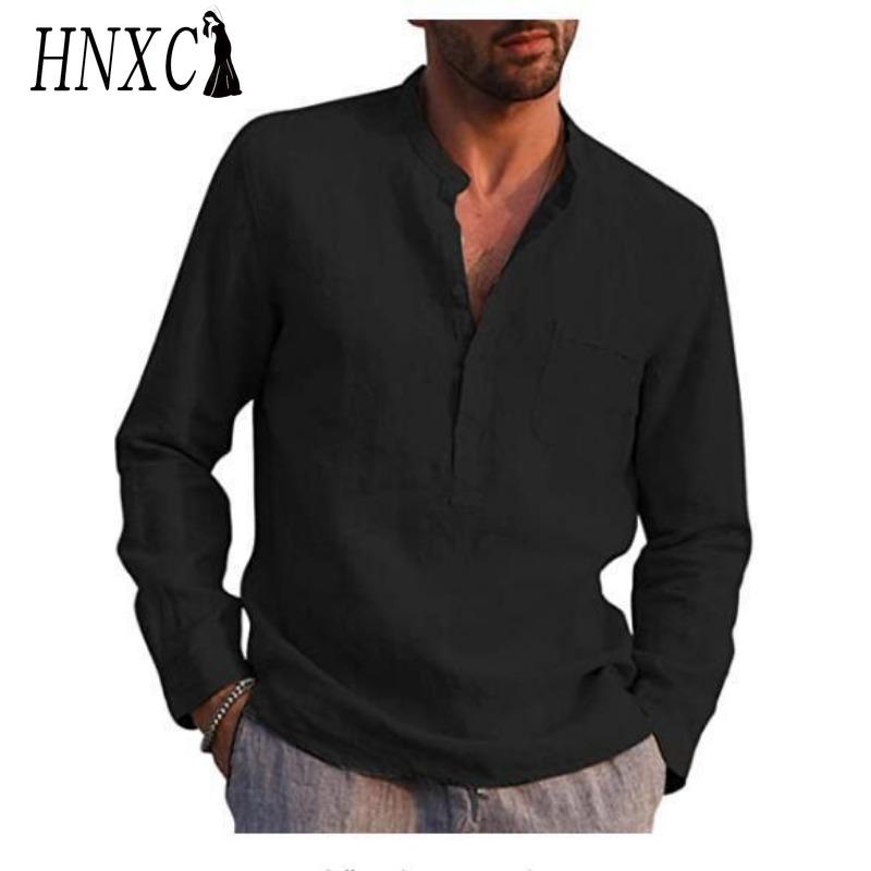 HNXC Bavlněné tričko s dlouhým rukávem Pánská móda Volné tričko S potiskem Soucitné tričko