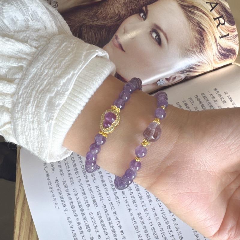 Original natural amethyst bracelet, double-loop amethyst bracelet, purple gourd bracelet, jewelry, birthday gift for women