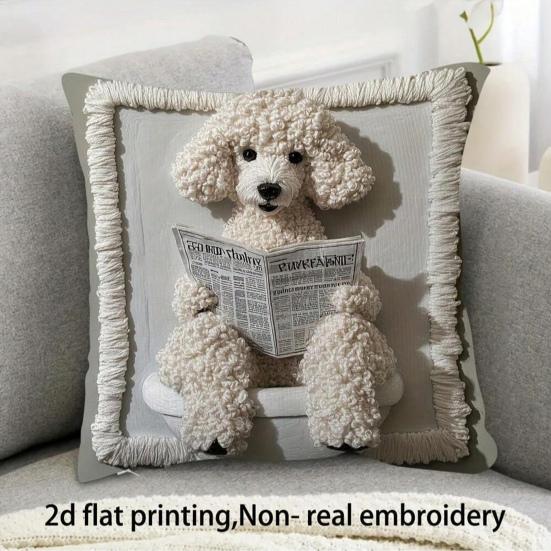 Dog Pattern Pillow Cover Cute Puppy Throw Pillow Case Zippered Decorative Pillowcase for Bedroom Living Room Sofa Couch