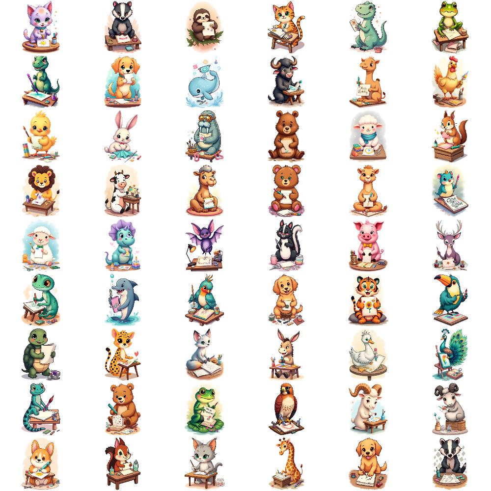 

54pcs Cute Animals Temporary Tattoos Cartoon Animals Lion Dog Pig Fake Tattoo Sticker Waterproof Disposable Tattoo Stickers