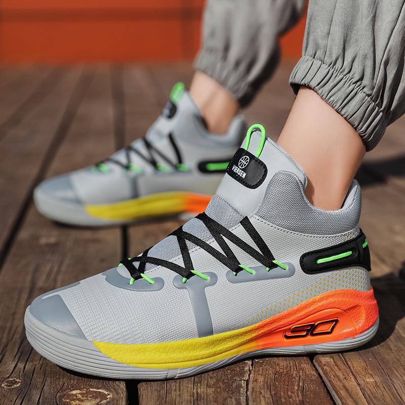 Shoes 22 spring and summer new breathable mesh fly-woven couple sports shoes medium help teenagers actual basketball shoes 39