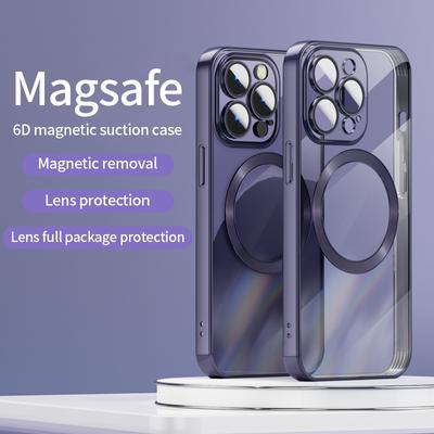 Luxus Transparent Magnetische Für Magsafe Drahtlose Lade Fall Für Iphone 14 13 12 Pro Max Objektiv Schutz Silikon Abdeckung Funda