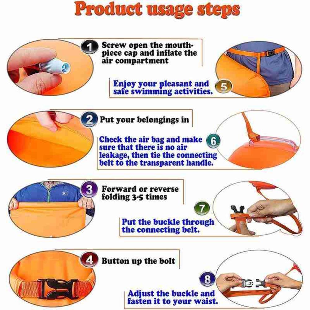 Outdoor Sicherheit Schwimmboje Multifunktionale Schwimmboje Tasche mit Hüftgurt Wasserdichter PVC Schwimmgürtel Aufbewahrungstasche für Wassersport