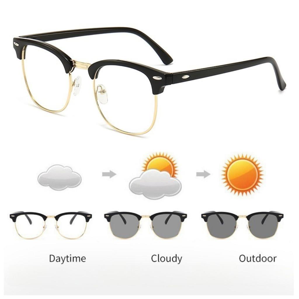 Pochromic Glasses Anti Radiation Metal Anti Blue Light Eyeglass for Women Men Replaceable Lens Glasses