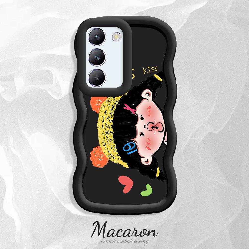 

Окрашенный узор Big Wave Edge Мягкий силиконовый материал Macaron чехол для телефона противоударный защитный резиновый чехол для OnePlus Vivo Motorola Moto Vivo Y35+ 5G чёрный