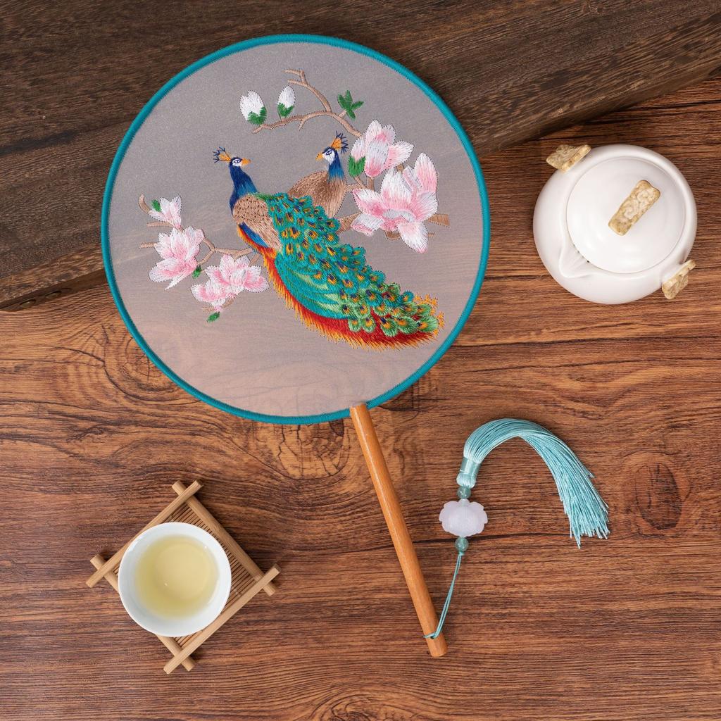 Antique Sle Round Fan Handicrt Dance Costume Qipao Special Ape Suzhou Embroidery F Transparent Double Sided Fan