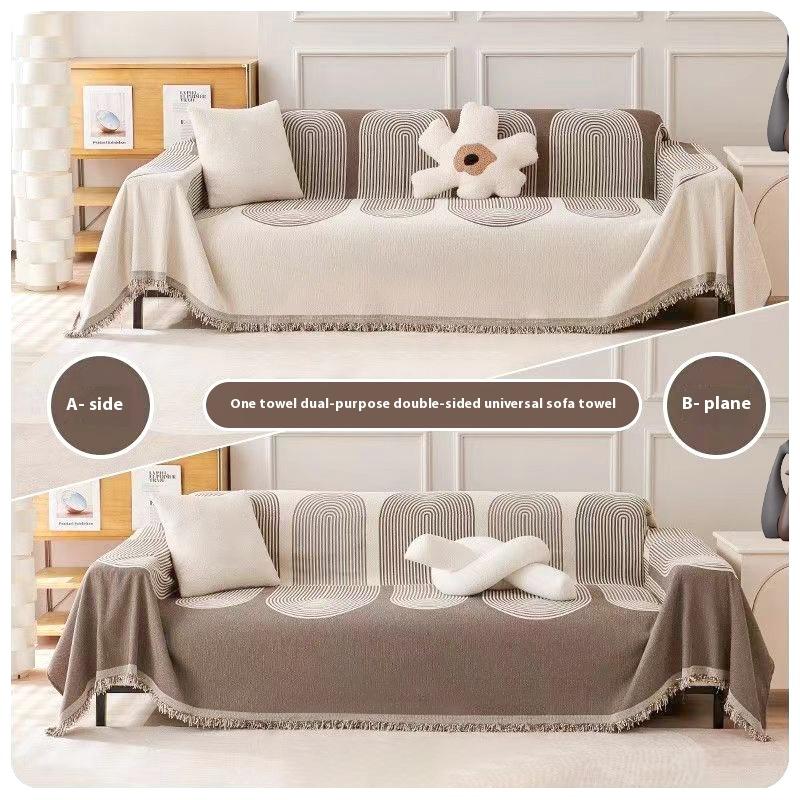 

Скандинавский чехол на диван из шенилла с кисточками и кружевом, покрывало для дивана, полный чехол, L-образный чехол, диван 3 предмета, 2-местный 130x180cm шоколадный