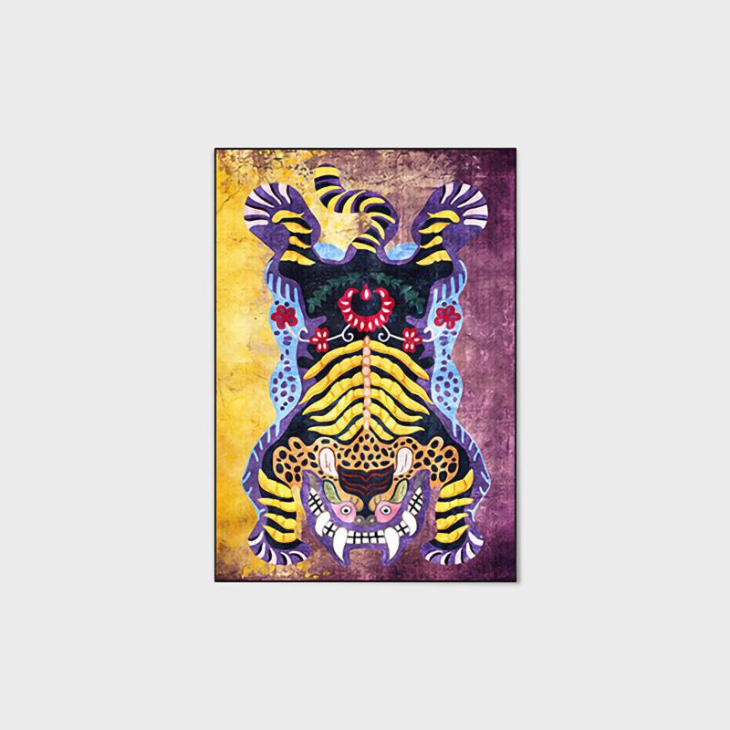 Tibetan Tiger Carpet for Living Room Velvet Cartoon Animal Bedroom Carpet Rugs Foldable Anti Slip Floor Mats Bedside Area Rugs
