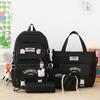 Korean Version Instagram Backpack Five Piece Set Primary School Girl Backpack Forest Junior High School High Capacity Backpack